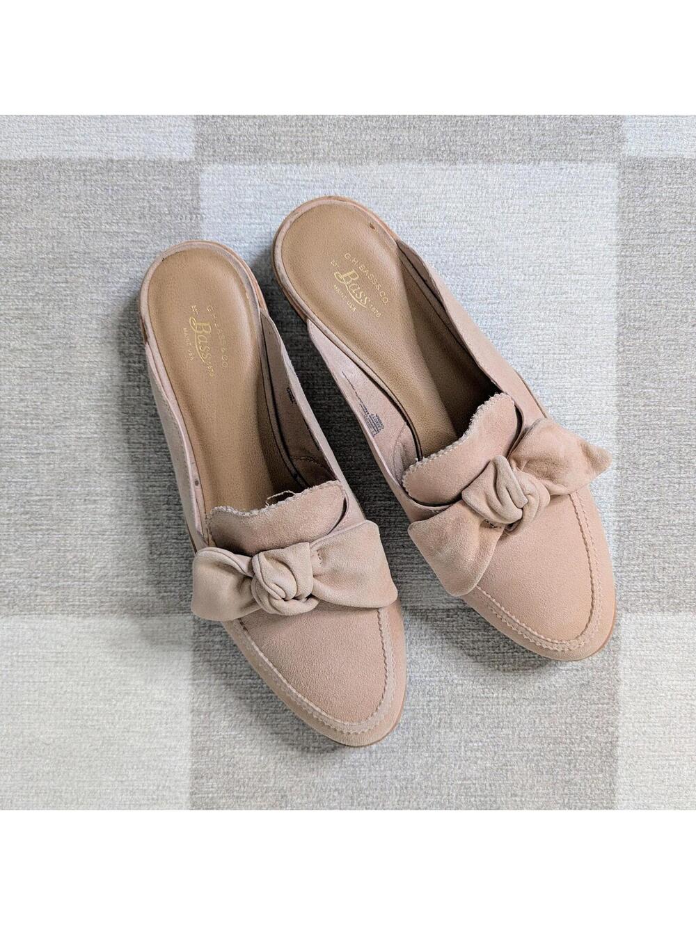 G.H. Bass & Co. blush pink suede mule loafers